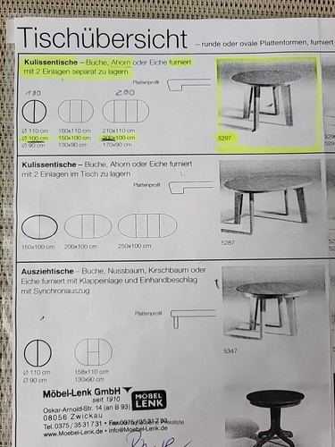Kulissentisch 1m Durchm. auf 2m ausz. u. 4 Stühle in Buche/Ahorn furniert - Bild 4 von 6