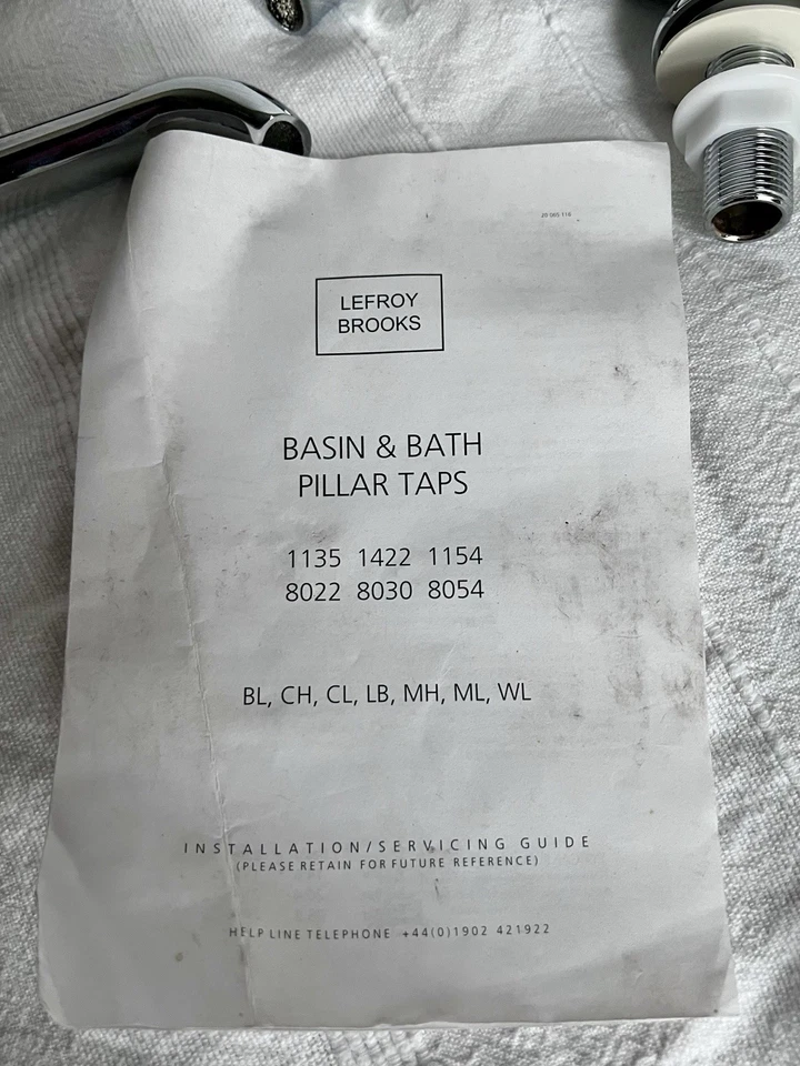 Lefroy Brooks Classic Basin & Bath Pillar Taps - Model 8030BL - New/Unused - Image 4 of 4