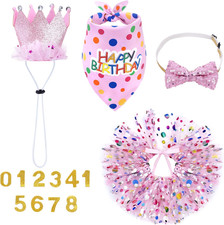 Dog Birthday Party Supplies Girl Dog Birthday Bandana Tutu Set Cute Hat Bow Tie