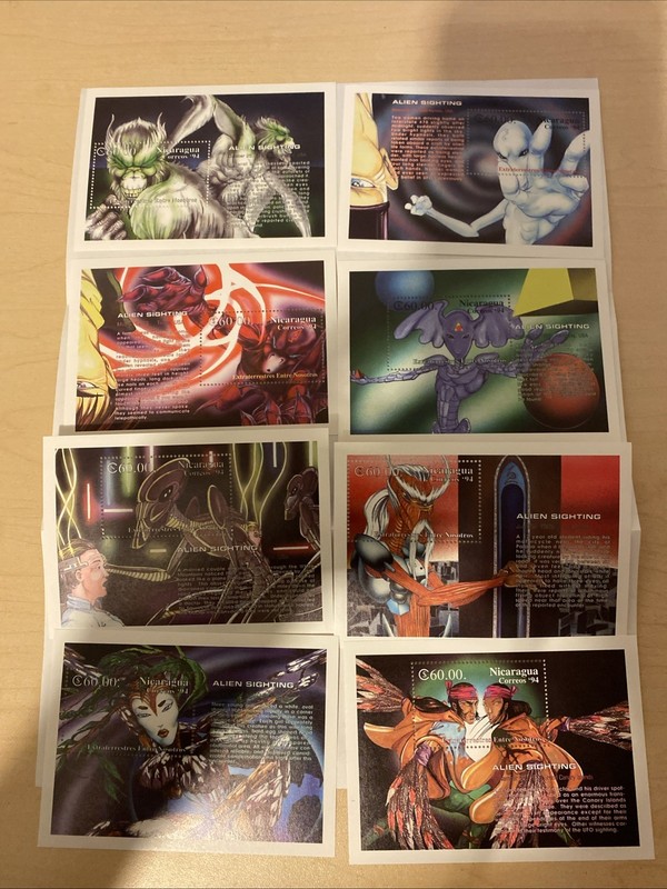 Nicaragua: Alien Sightings Postage Souvenir Sheet Set