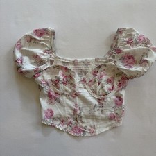 Shein Women s Corset Bustier Cropped Top Size Small Romantic Boho Pink Floral