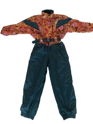 Vintage 80 s Ladies Italian  All In One Jazzy  Ski Suit Sz U.K. 14 # 144