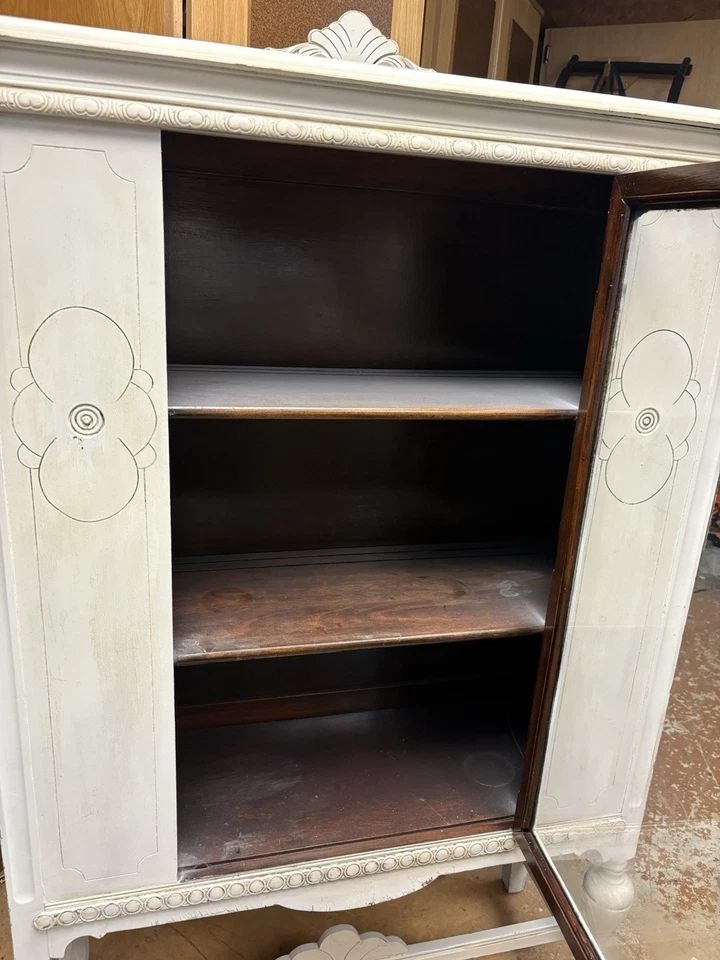 Antiguo vitrina de madera Art Deco para gabinete de porcelana Foto 4 de 4