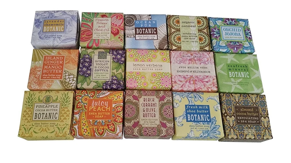 Luxury Botanical Soap Sampler 15 1.9oz Bars Variety Pack Natural Shea Enriched - Image 2 of 2