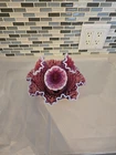 Vintage Fenton Plum Opalescent Hobnail 8" Three Horn Epergne RARE