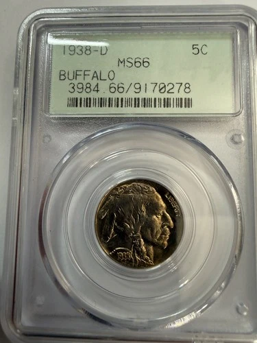 MS66 1938 - D INdian Head Buffalo Nickel PCGS OGH