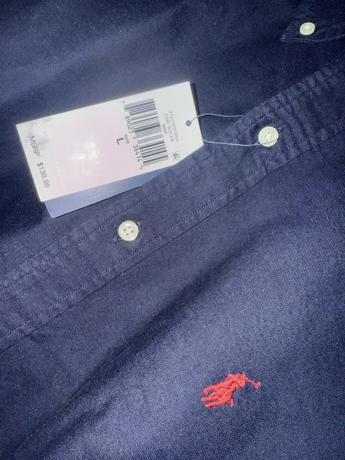 Polo Ralph Lauren Men’s Button Down Shirt Navy Blue – Large – NWT MSRP $130@ 75