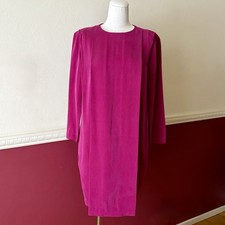 Sportmax Max Mara Silk Dress 8 Fuchsia Sheath Pockets Minimalist Italy Designer