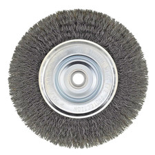 Weiler 36002 6" x 0.008" x 1/2" Carbon Steel Crimped Bench Grinder Wire Wheel