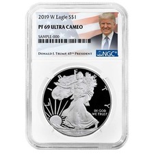 2019-w Proof $1 American Silver Eagle Ngc Pf69uc Trump Label