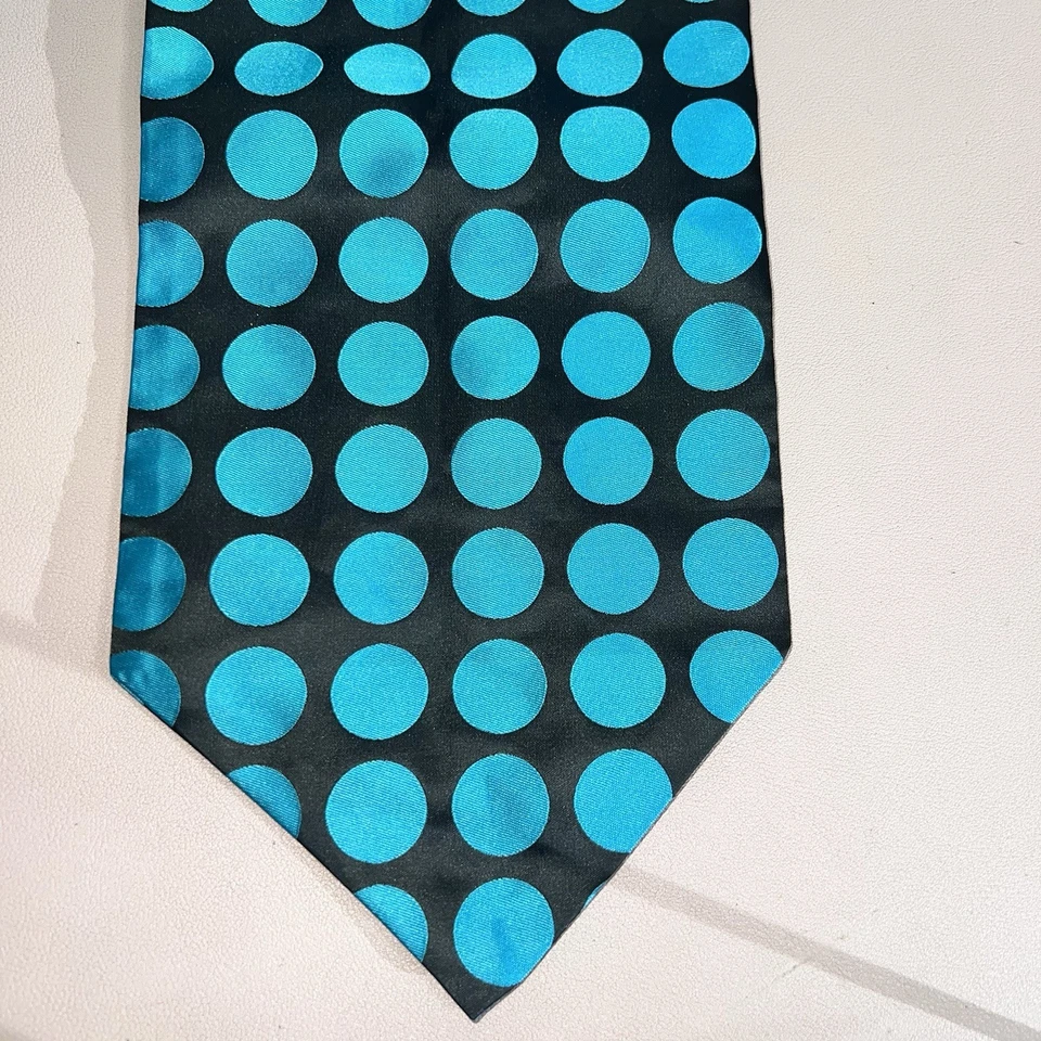 Vittorio Vico 80-х редкая синий горошек ручной работы полиэстер мужской шеи галстук шарф - Изображение 3 из 4