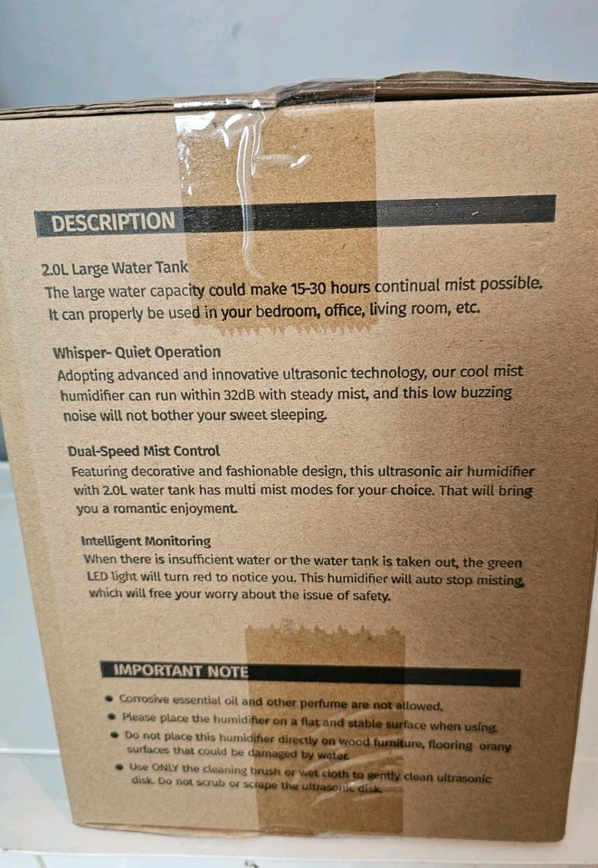 Victsing- Ultrasonic cool mist humidifier BPA Free 2.0 Liter - Image 2 of 4