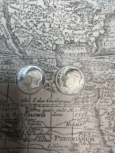 Lot Of 2 - 90% Silver Modern Proof Dimes Roosevelt S Mint 2007, 2008 - RD5