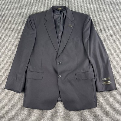 Jos. A Bank Suit Jacket 44 R Blue Wool Herringbone Designer Signature Gold