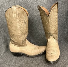 VTG Acme Cowboy Boots Men’s 9 D Tan Exotic PRINT on Cowhide MADE IN USA - ISSUES
