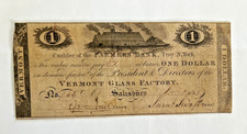 1813 $1, Farmer's Bank, Troy NY Vermont Glass Factory, Obsolete Currency