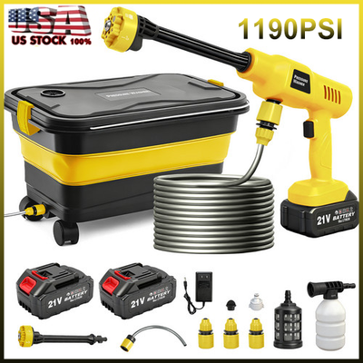 #ad 1160PSI Cordless Electric High Pressure Washer w 14 Gal Fold Tank 6 in 1 Nozzle $67.89