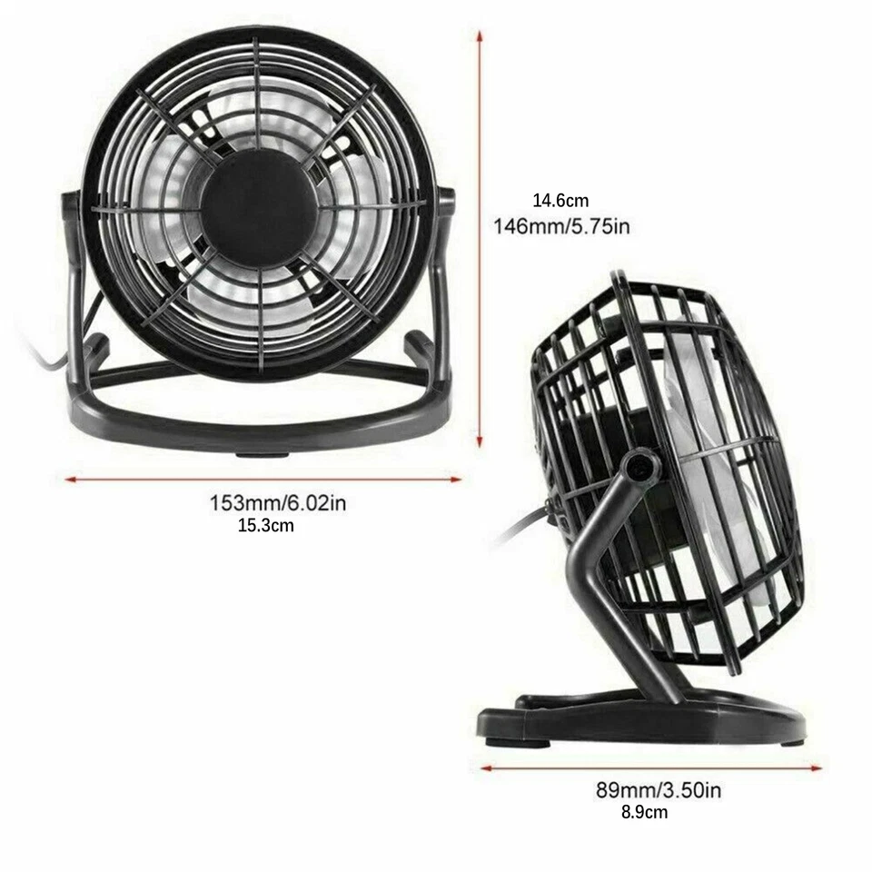 Fashion Mini USB Cooling Fan 360° Small Desktop Desk Quiet Computer 4inch - Image 2 of 4