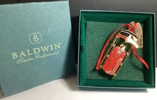 BALDWIN BRASS FLEX FLYER SLED 2000 WITH BOX RED WOODGRAIN DESIGN FANCY RUNNERS