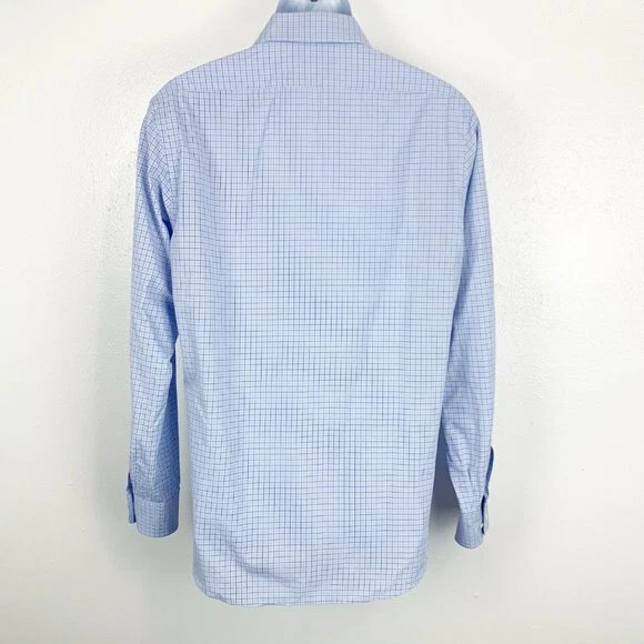 Bloomingdale's Button Down Shirt Men Neck 15 ½ Blue Plaid L/S The Men's Store - Image 2 of 4