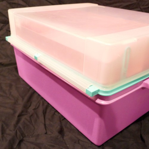 Vintage Tupperware Large Storage Tote Container pink purple 1650-1 lid tray - Picture 11 of 17