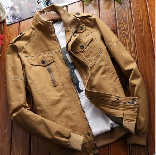 Mens Collar Bomber Casual Baseball Outwear Zip Cotton Coats Army Work Jackets - Picture 14 of 15