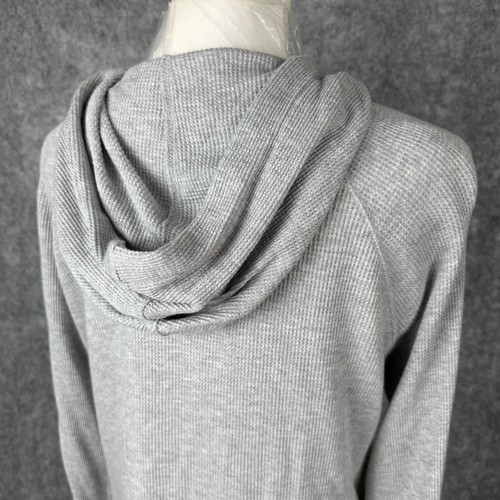 Style & Co womens XL light grey hoodie waffle knit thermal zip roll tab sleeve - Picture 13 of 14