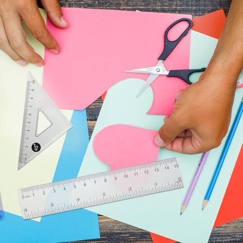 Plastic Ruler Kit,Clear Ruler 6 Inch,-Fast to Read and Easy to Carry,Drawing - Picture 4 of 6