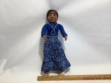 HANDMADE FELTED 13” Tall DOLL In Native American Clothing & Jewelry VGUC See Pic