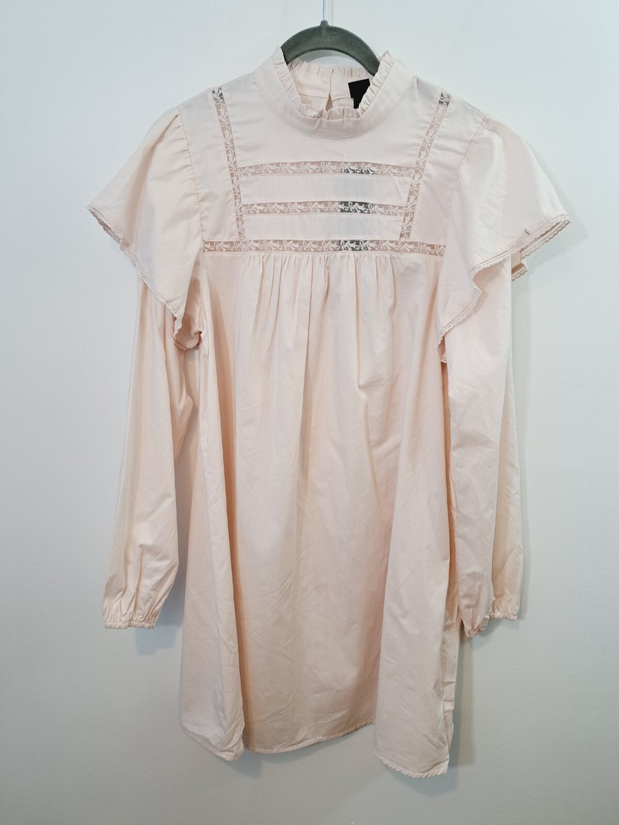 Wild Fable NWT! Baby Pink Long Sleeve Prairie Style Short Dress In Size  Medium | eBay