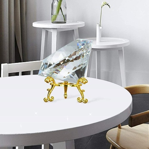 80MM Clear Crystal Diamond Paperweight With Stand Jewel Wedding Decor Gift - Picture 6 of 6