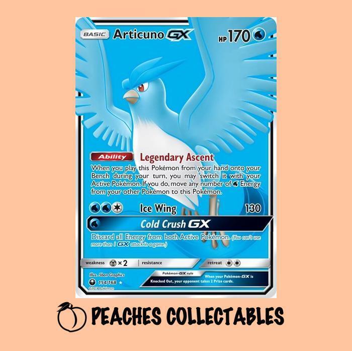 Articuno GX 154/168 HP170 - Gold Foil 🔥Fan Art 🔥Pokemon Card N/M