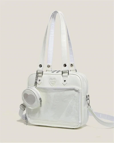 Lolita transparent PU ItaBag shoulder bag handbag JK uniform mailman bag- - Picture 15 of 30