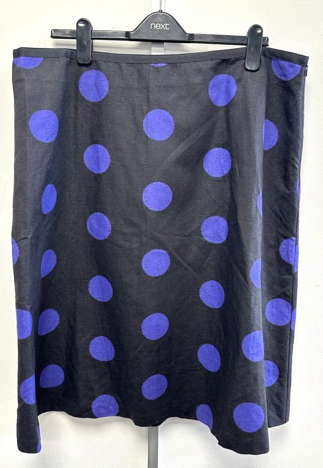 NEW! Laura Ashley UK20 dark grey / violet circles linen/cotton-blend lined skirt - Image 4 of 4