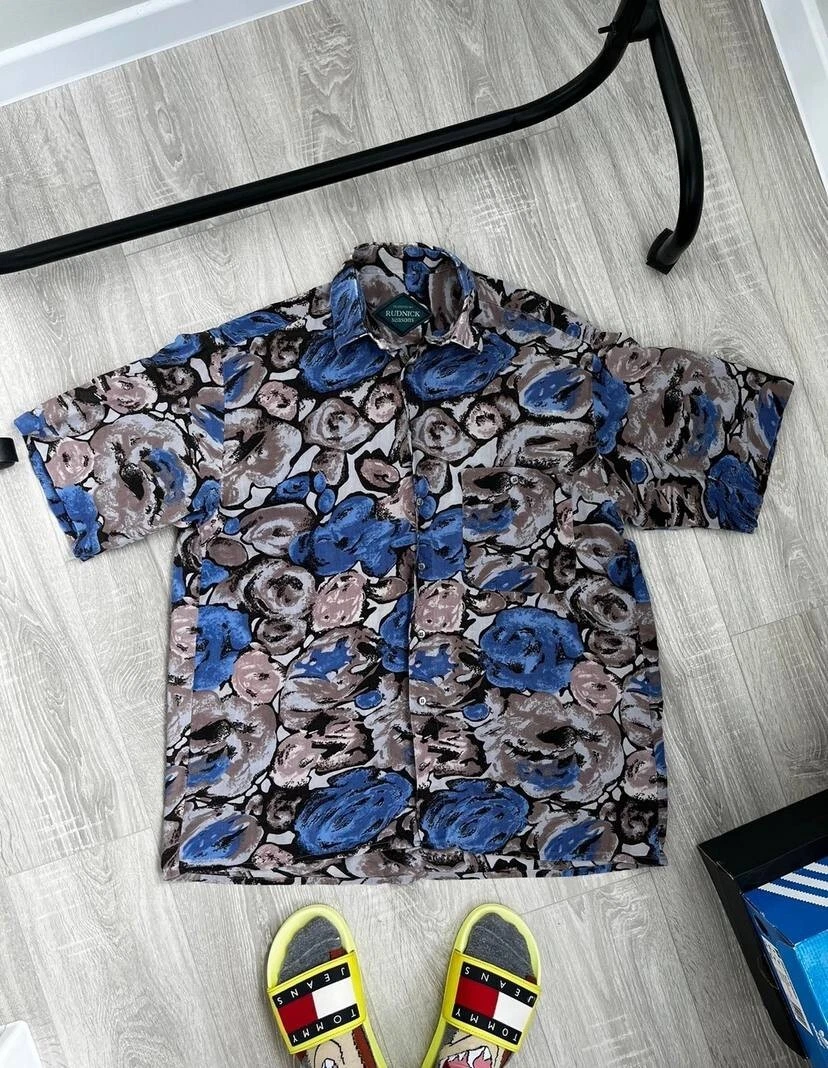 Vintage Rudnick Season Floral Abstrac Short Sleeve Shirt Size M