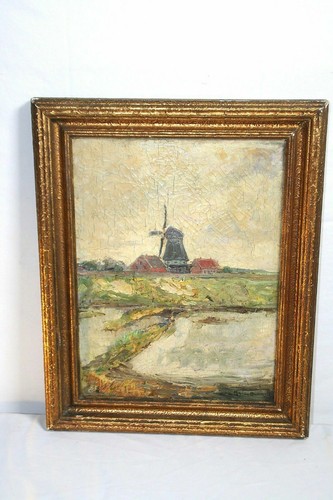 1930s Oil on Canvas Landscape Painting Listed Artist Mario Barone Sweet Frame - Picture 7 of 8
