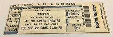 2005 Interpol Concert Ticket Stub The Greek Theatre Full Ticket Minor Crease