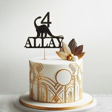 Personalised Glitter Cake Topper Custom Dino Birthday Party Decoration Name Age