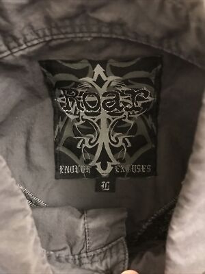 ROAR SIGNATURE mens L  l/s shirt Gray cotton embroidered .