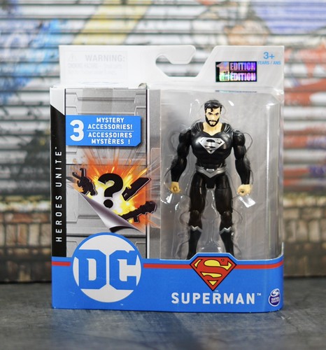 Superman 1ª EDICIÓN Rara Figura de Acción Variante de Traje Negro DC Spin Master - Imagen 1 de 3