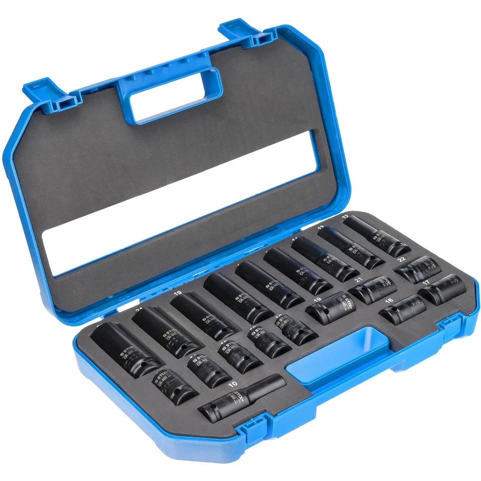 Juego de llaves de vaso de impacto 20 piezas 1/2" Cr-Mo Juego de llaves de va... - Imagen 2 de 4