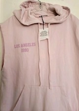 NWT Zara Dress Womens Small Pink Plush Y2K LA 1990 Graphic Sweatshirt Cotton 