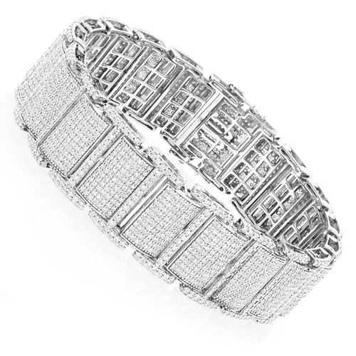 13.5 Ctw D/FL Brilliant Moissanite 14K White Gold Over 3-Row Men's Bracelet 8.5" - 第 1/10 張圖片