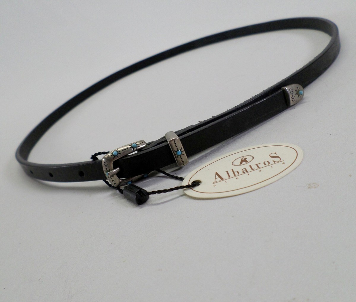 Albatros made in Italy genuine leather belt Albatros Leather Belt 30 M Skinny Black Made in Italy 909027  main image 3