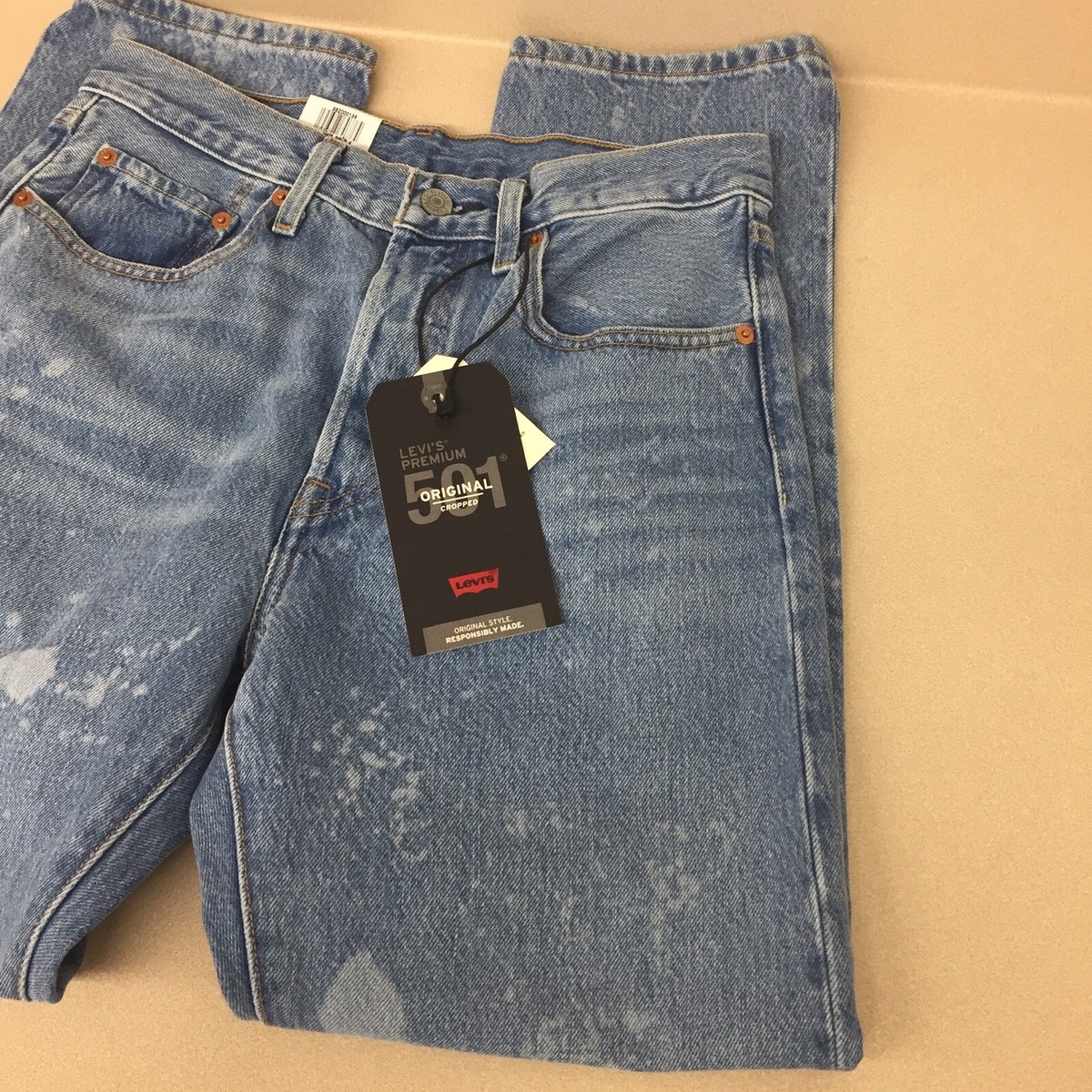 Levis 501 original cropped high rise straight leg jeans size