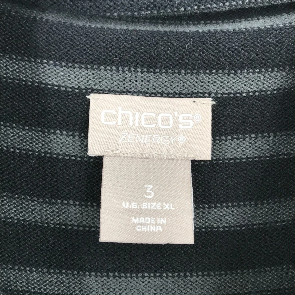 Chicos Zenergy 3 Womens Sweater Dress XL Black Striped Sleeveless Loungewear - Image 3 of 4