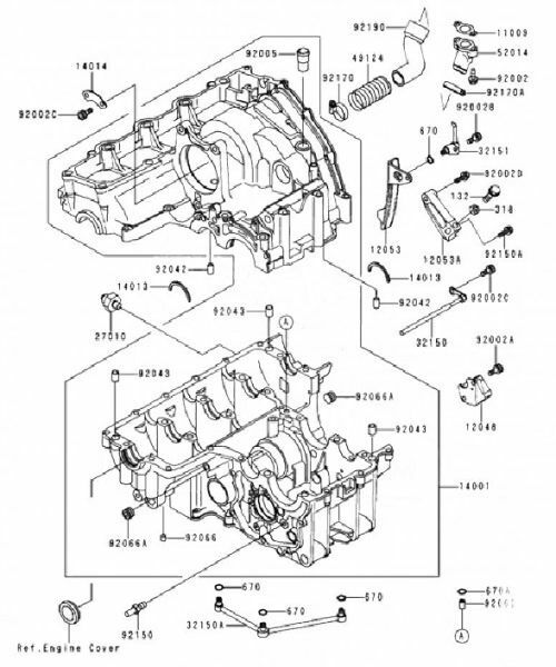 Kit visserie carter Kawasaki ZX-9R Ninja pour remplacer les vis d'origine usées