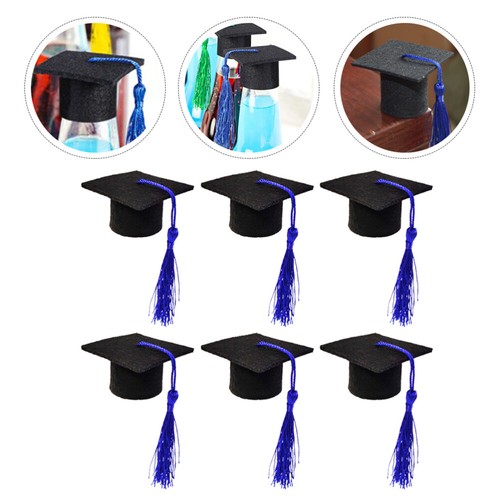 6pcs Mini Graduation Cap Bottle Toppers Mini Grad Hat Wine Bottle Topper Wine - Picture 8 of 12
