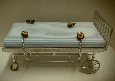 NORTHERN LITES MINIATURES Dollhouse miniature handcrafted Medical Asylum Hospital bed 1/12th Victorian