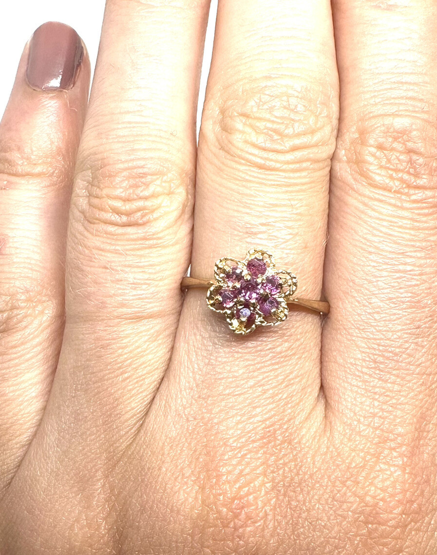 9ct Gold Ruby Ring Yellow Gold Ruby Ring Ruby Flo… - image 11